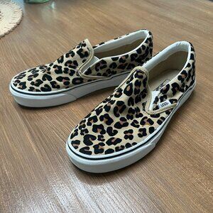Women's Cheetah Vans Slip-Ons, Size 8 EUC